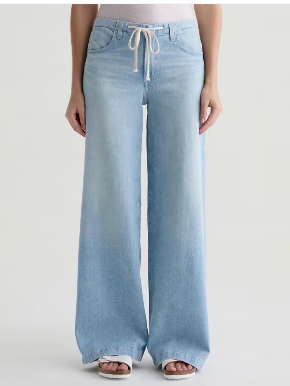 AG Stella Cinched Stella Low Slung Palazzo Drawstring Jeans